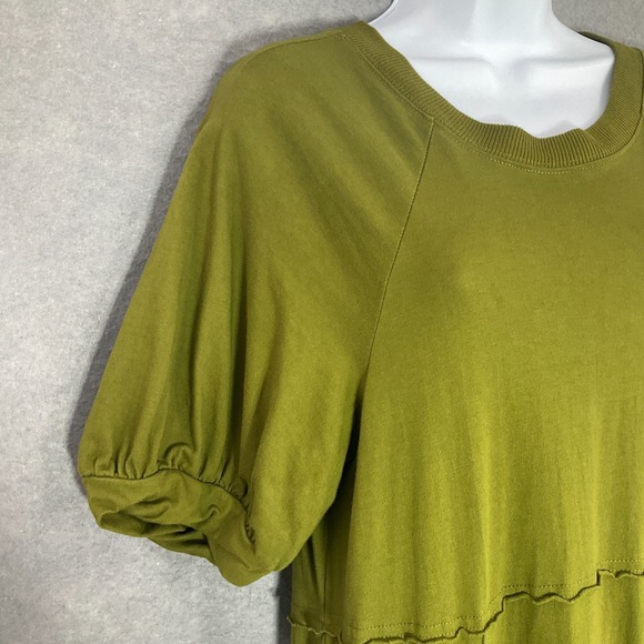 Free People FB Beach Maxi Dress Womens Sz L Green Puff Sleeve Brentwood Flowy - Picture 7 of 13
